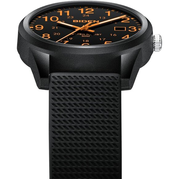 ⚡Black Orange11 Mens Watches Analog Quartz Sports Unisex Fashion Casual Designer - Picture 4 of 9